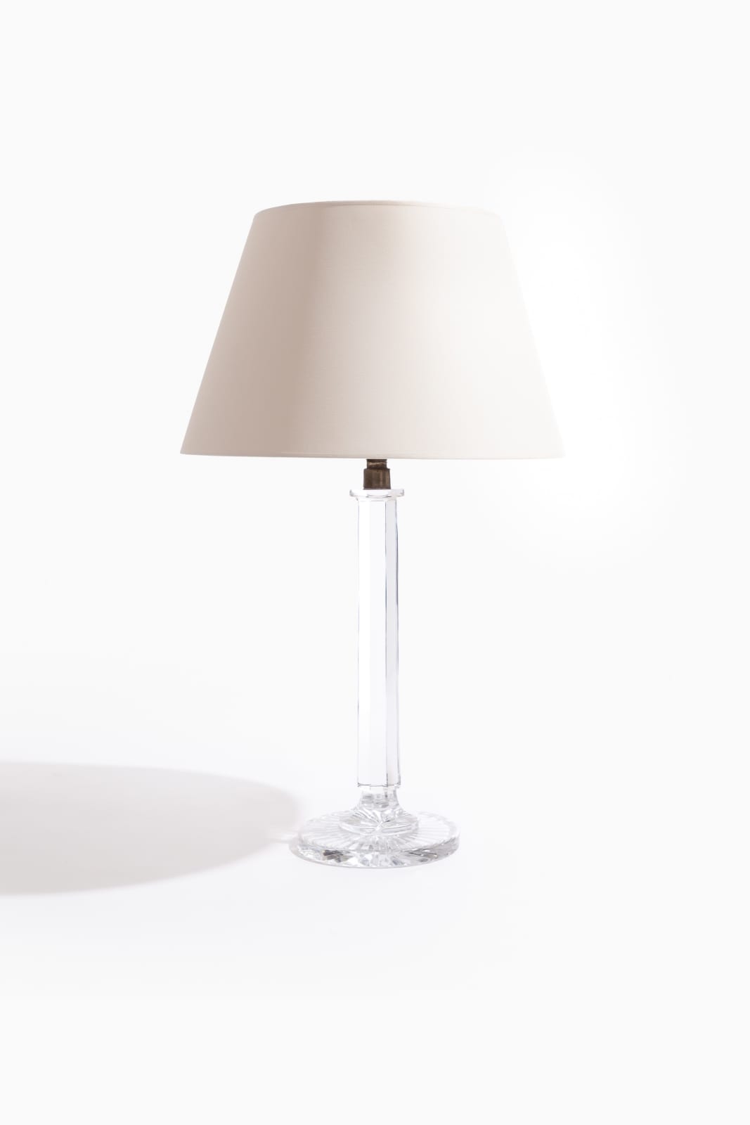 19th Century English Cut Crystal Column Lamp