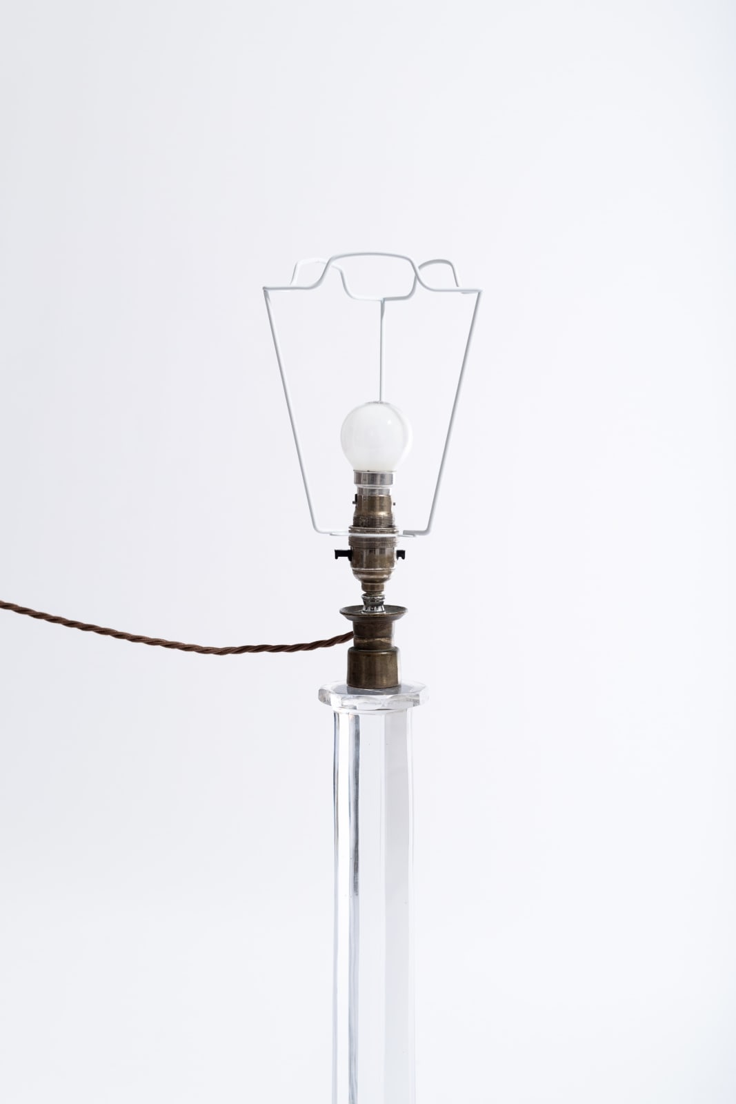 19th Century English Cut Crystal Column Lamp