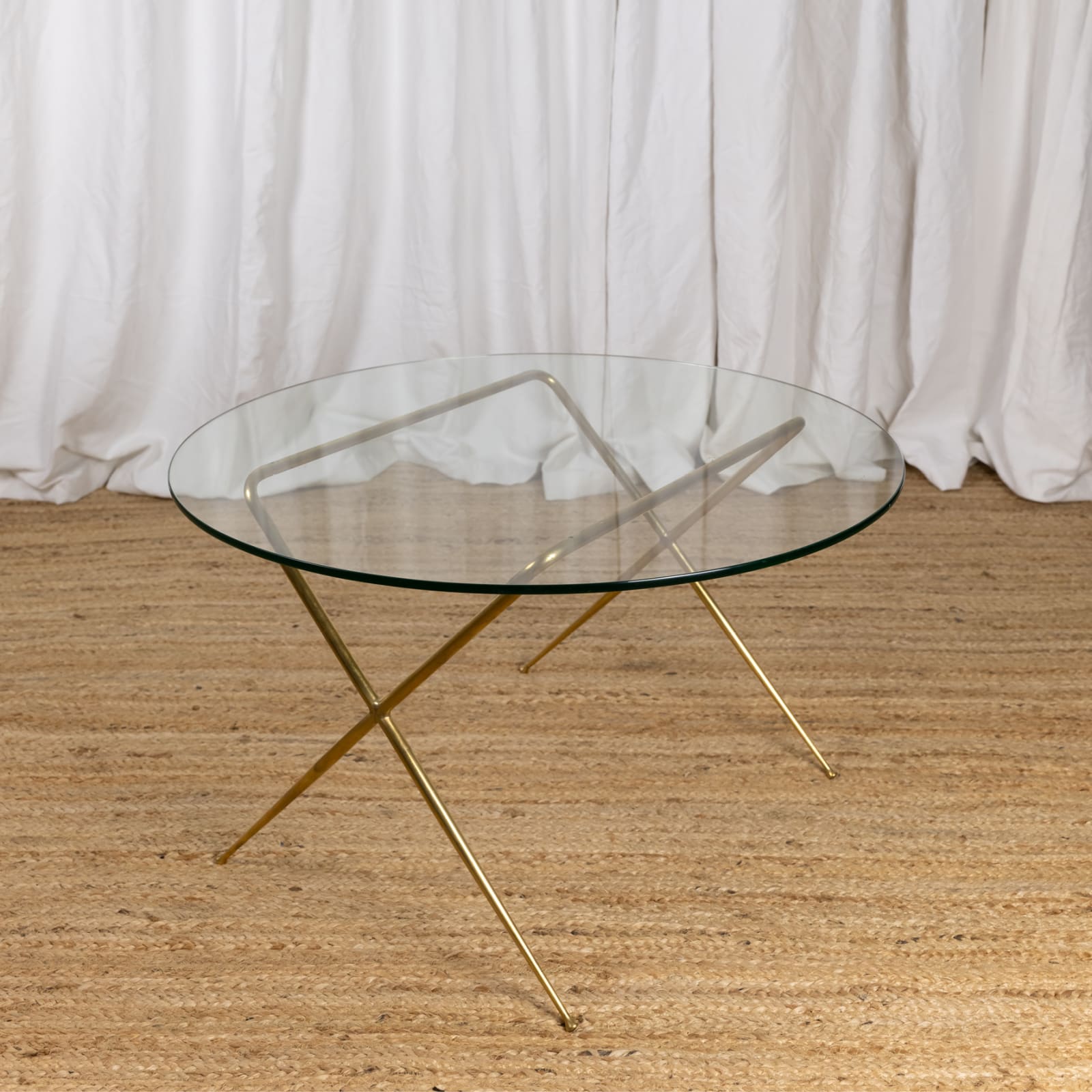 Brass & Glass Low Table by Angelo Lelii