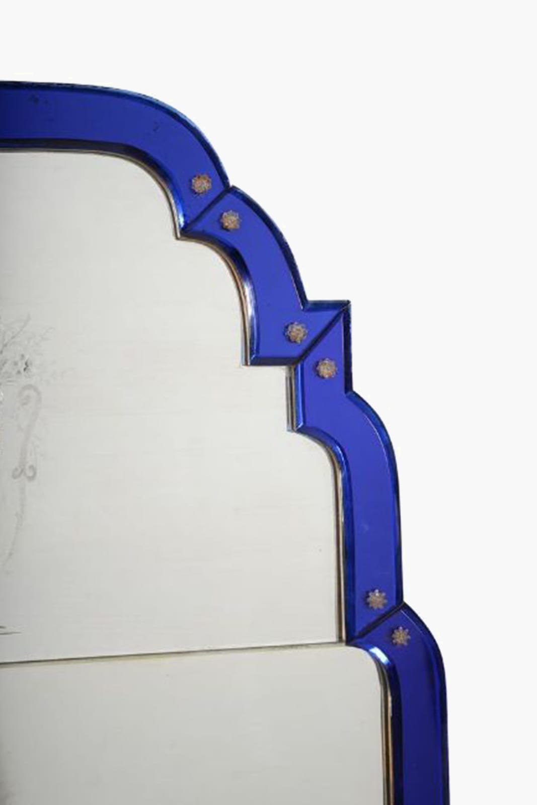 Cobalt Blue Glass Framed Pier Mirror, Circa 1930