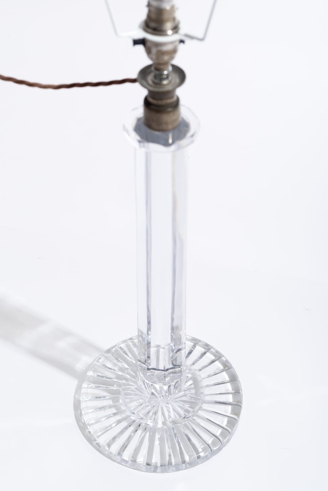 19th Century English Cut Crystal Column Lamp
