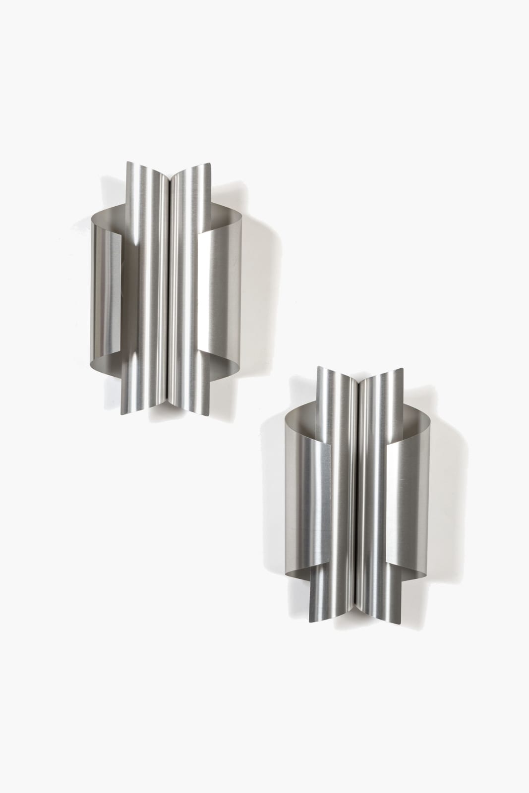 Pair of Sculptural Aluminium Wall Lights, Italian, 1970s
