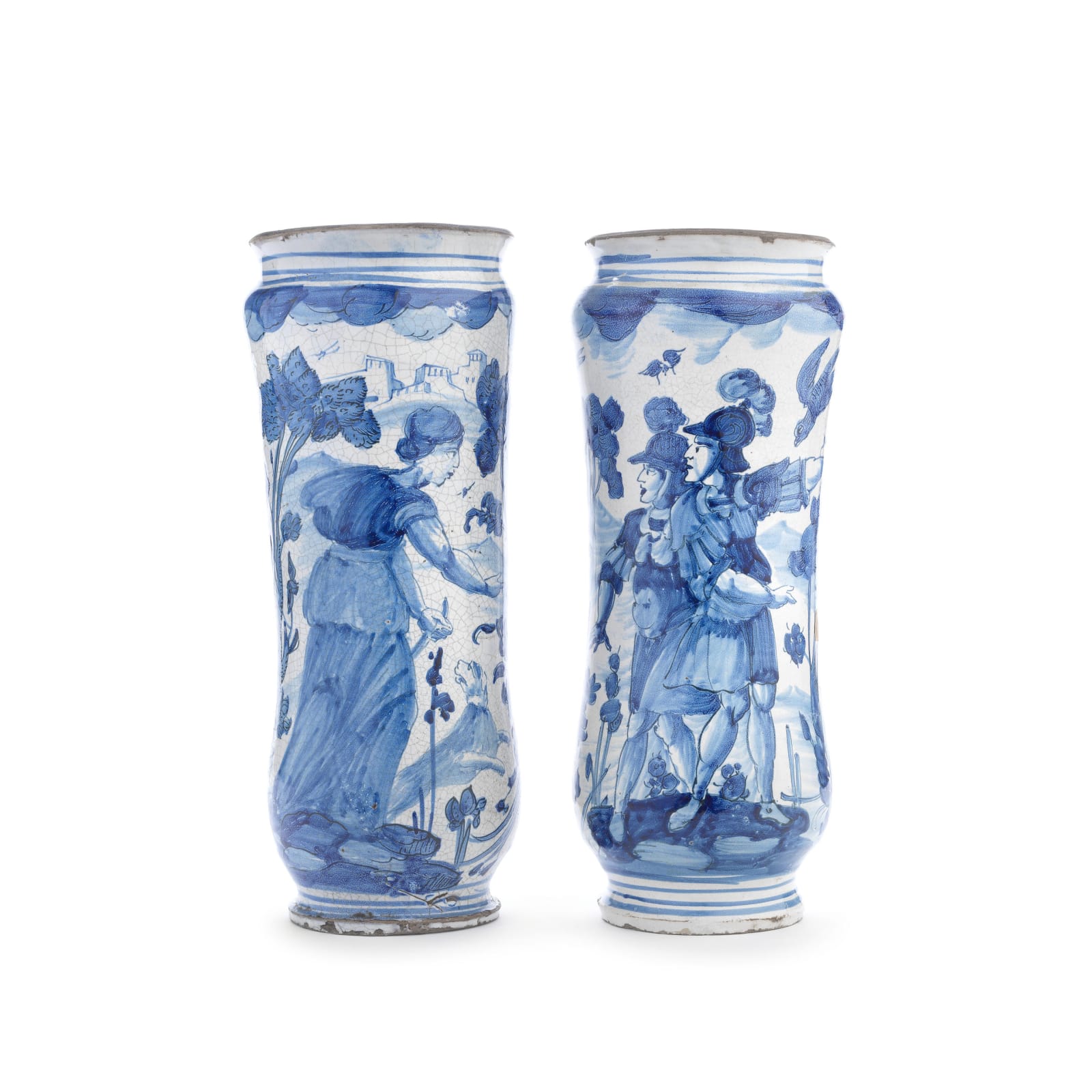 Pair of Maiolica Albarelli, 17th Century Abruzzo