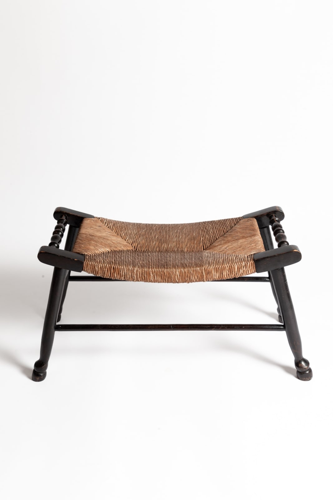 Arts & Crafts Ebonised Rush Seated Stool