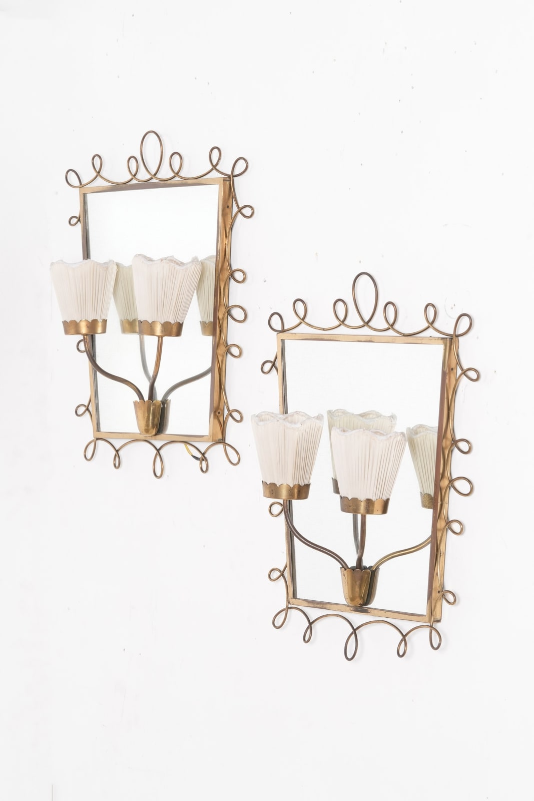 Pair of 1950s Italian Mirrored Wall Lights attributed to Cesare Lacca
