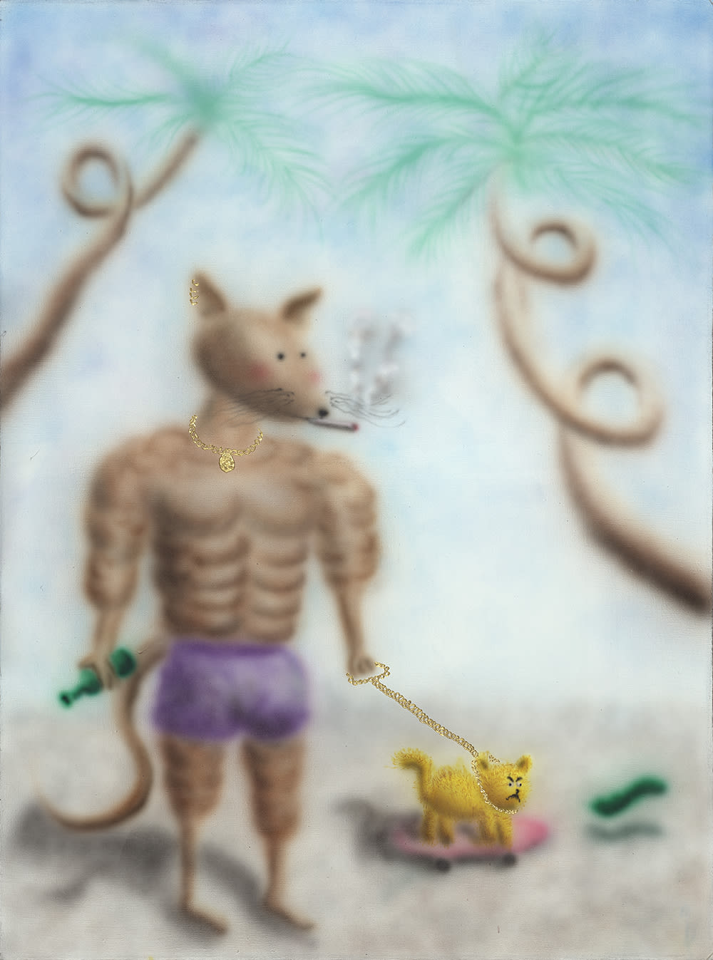 ¥ouada, Walking a yellow kitten that was frightened by a cucumber in the Tropics / 热带溜被黄瓜吓到的小黄猫, 2019