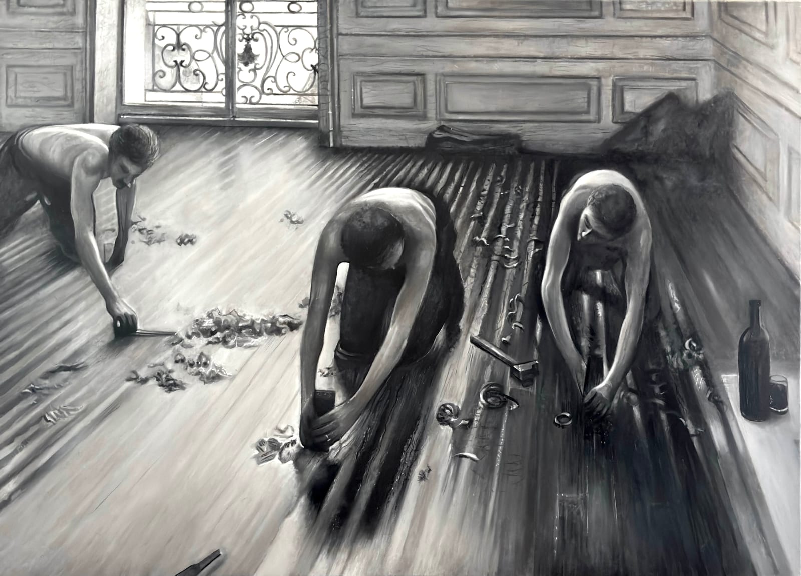 Clément Verdière, Les raboteurs de parquet d'après Caillebotte, 2025