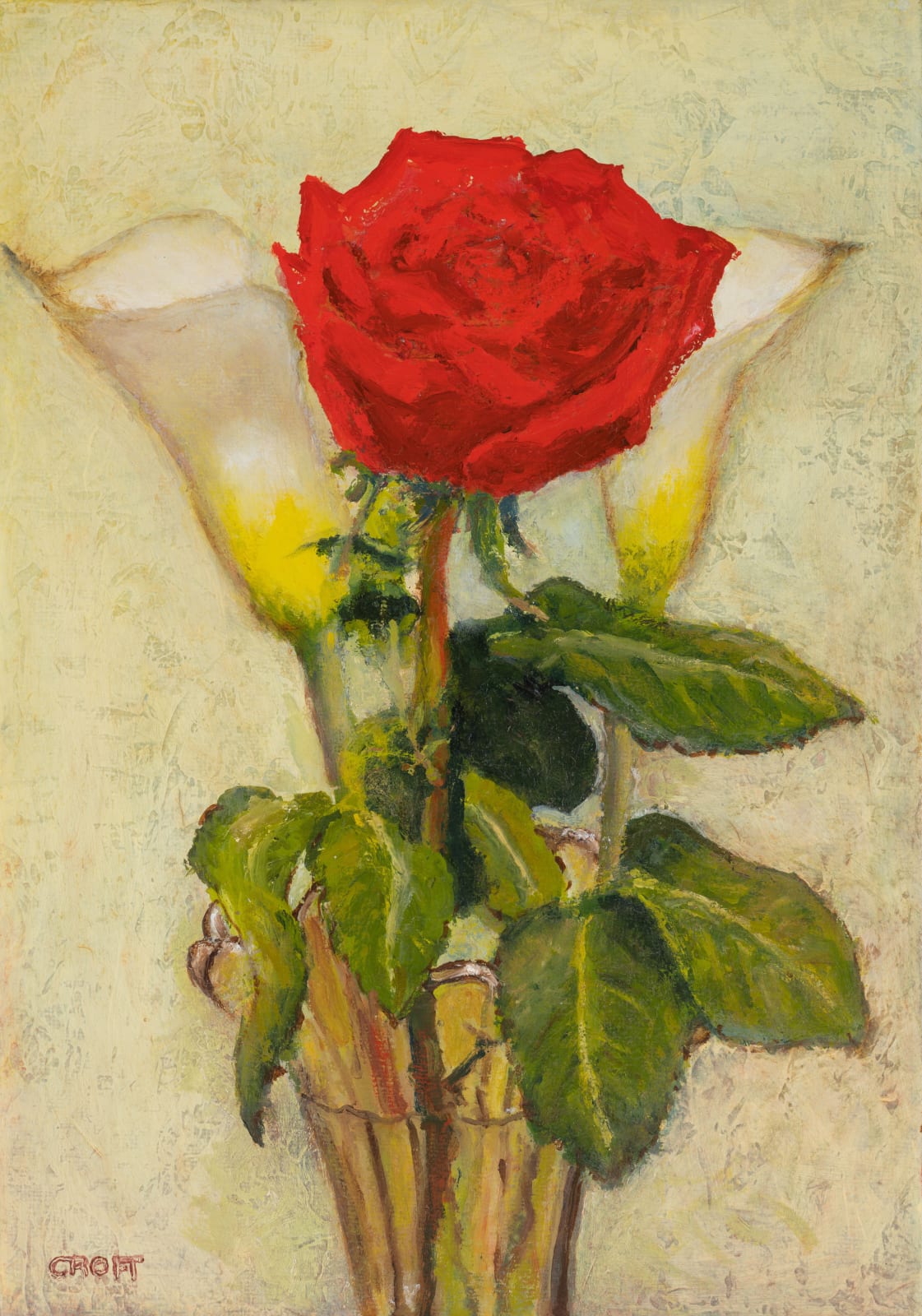 Frank Croft, A Rose and Two Calla Lilies, d. 2024
