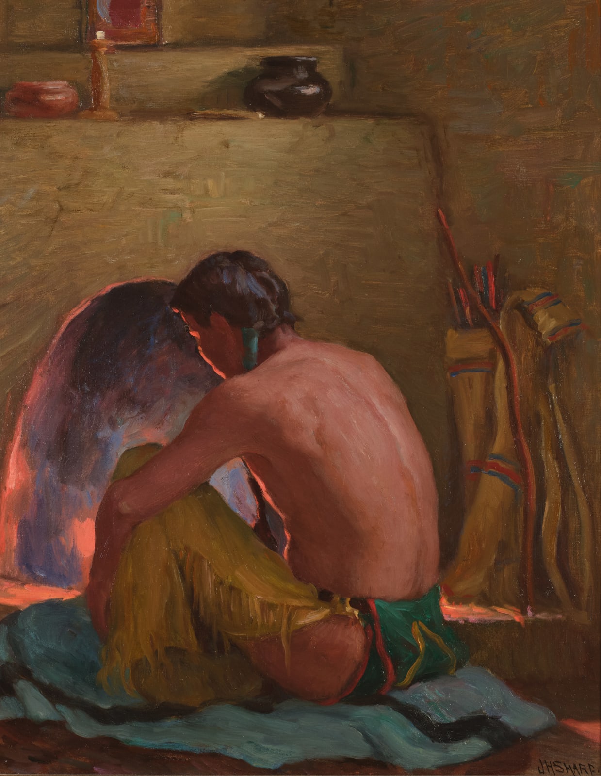 Joseph Henry Sharp, Hunting Son, Taos Pueblo, d. 1922