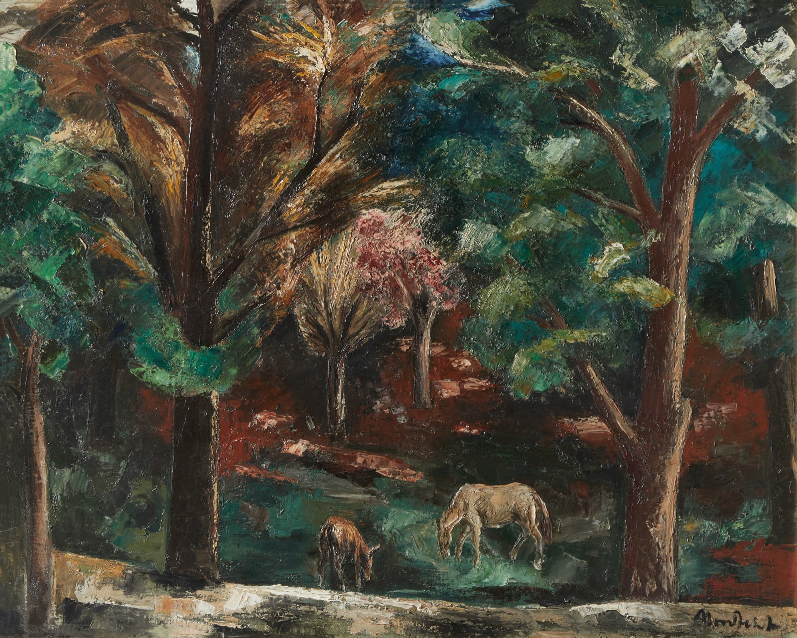 B(ror) J.O. Nordfeldt, Wild Burros, Santa Fe, c. 1937