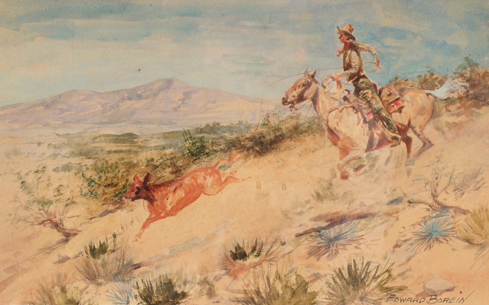 Edward Borein, Roping a Calf