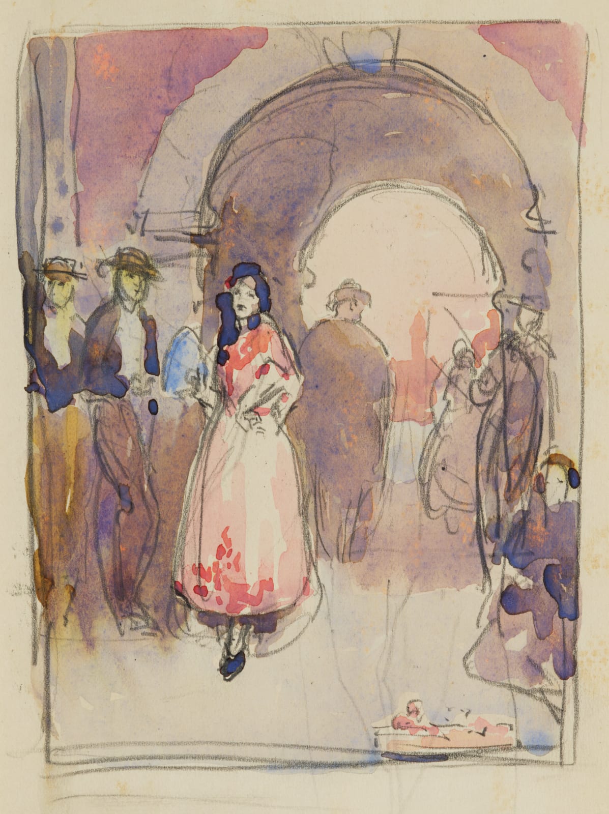 William Penhallow Henderson, Street Scene with Spanish Woman, Spain, c. 1903