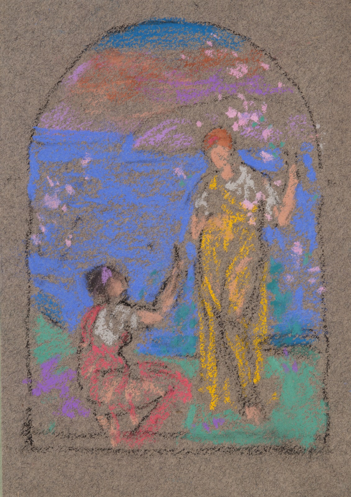 William Penhallow Henderson, Pastel Study - Bidart Mural, d. 1910