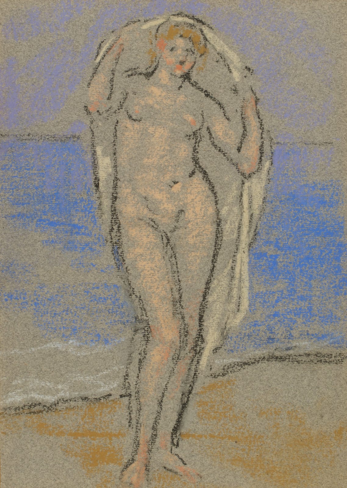 William Penhallow Henderson, Nude on Beach (White Robe), c. 1910