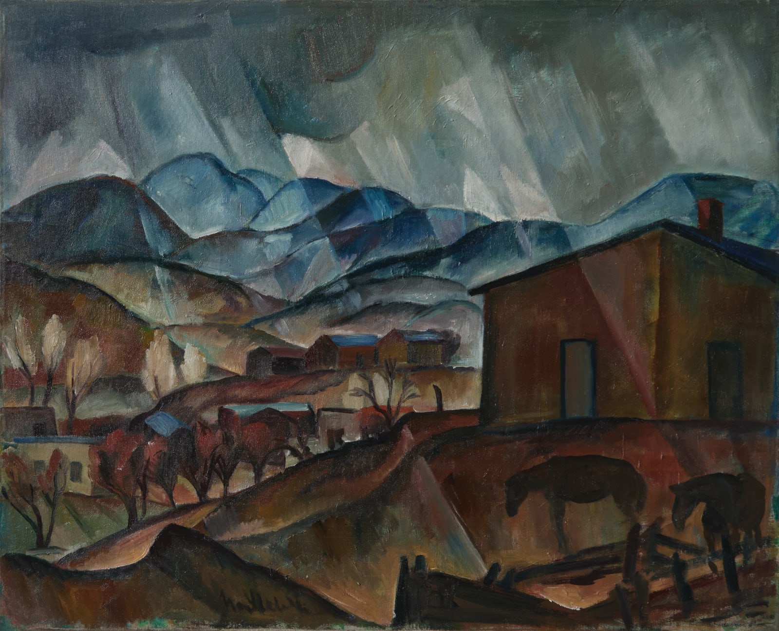 B(ror) J.O. Nordfeldt, Passing Storm, Nambé Valley, New Mexico