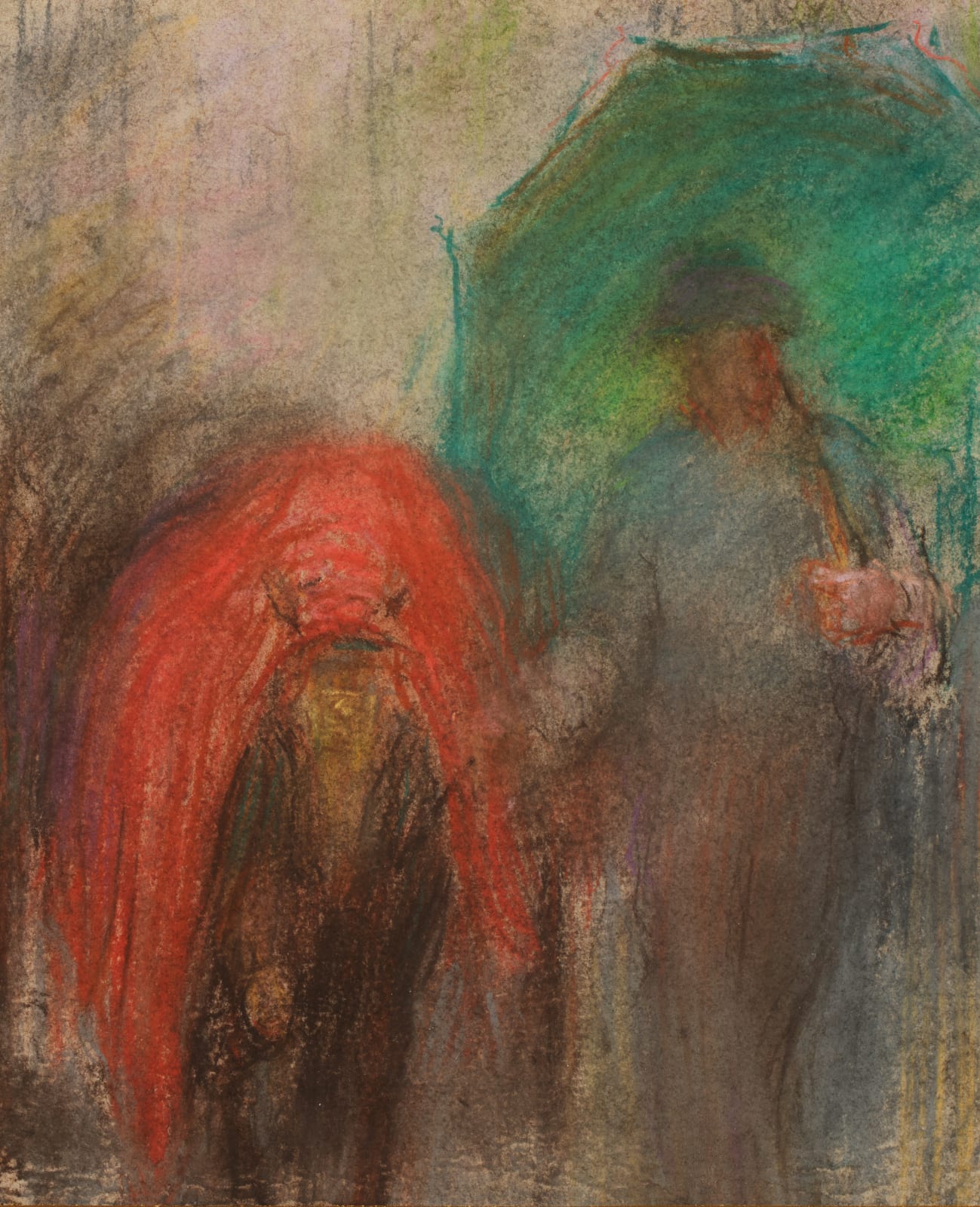 William Penhallow Henderson, Cart Horse and Driver with Green Umbrella - Bruxelles, d. 1901