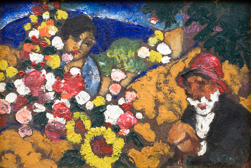 William Penhallow Henderson, Hollyhocks and Figures, c. 1921