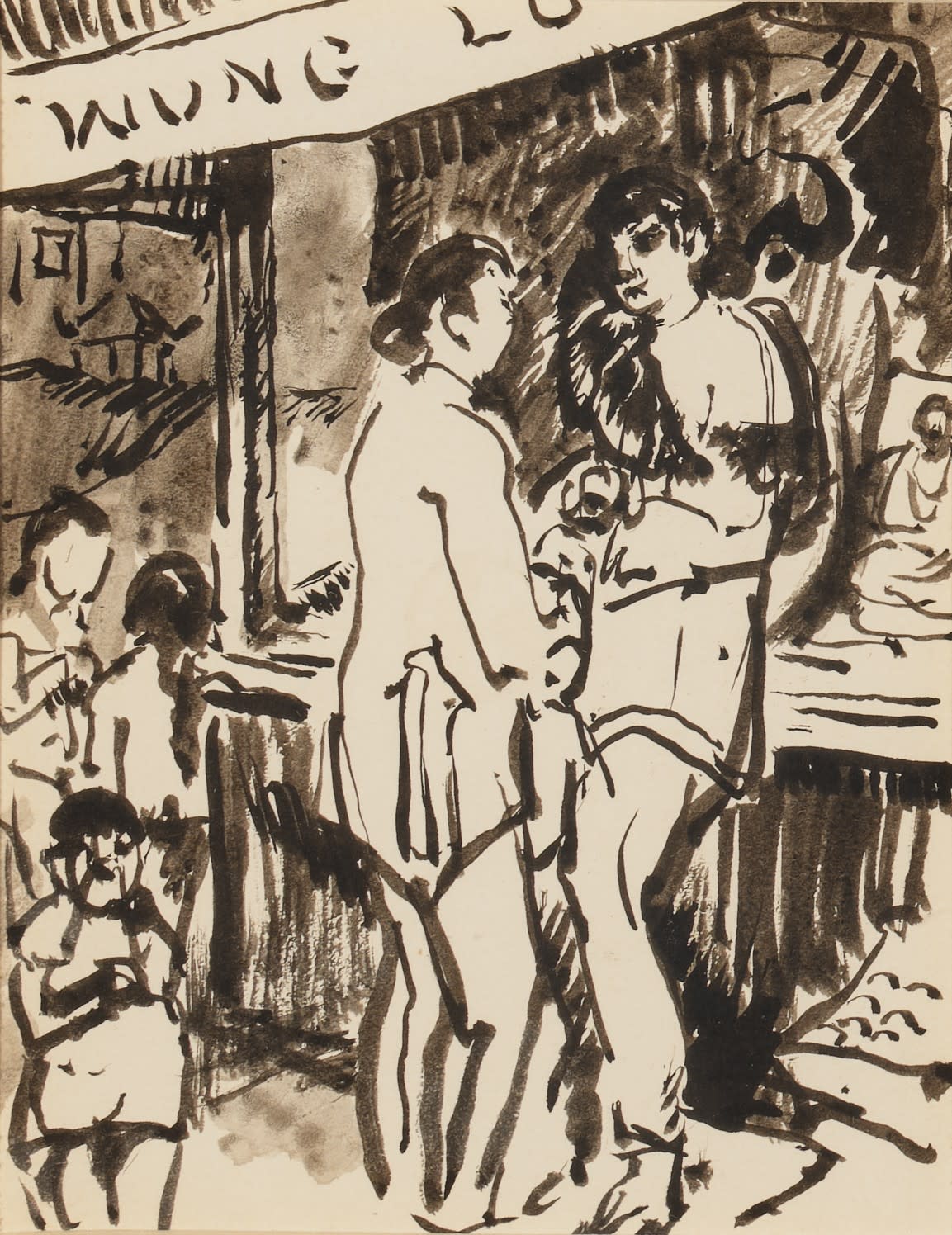 William Penhallow Henderson, Three Sketches of Chinatown, San Francisco, California, c. 1918