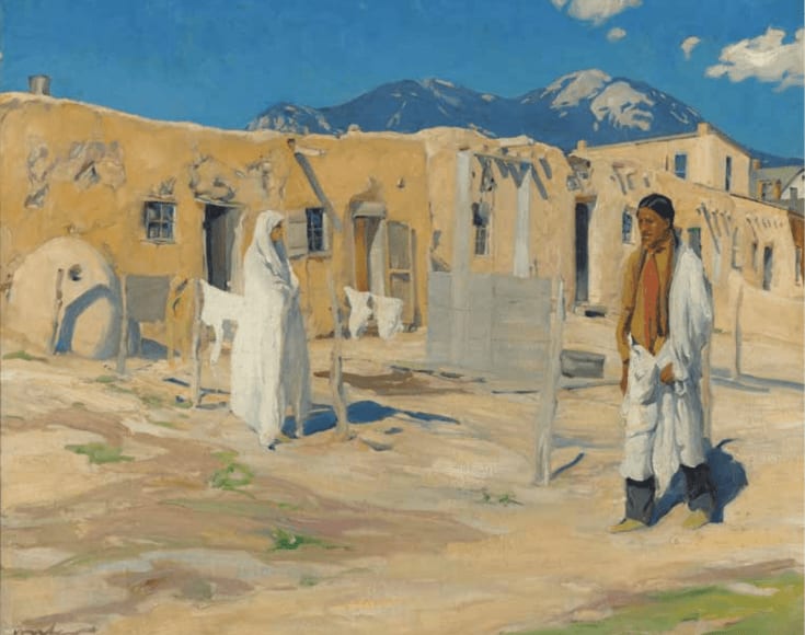 Walter Ufer, Old Ledoux Street, Taos, New Mexico, c. 1921