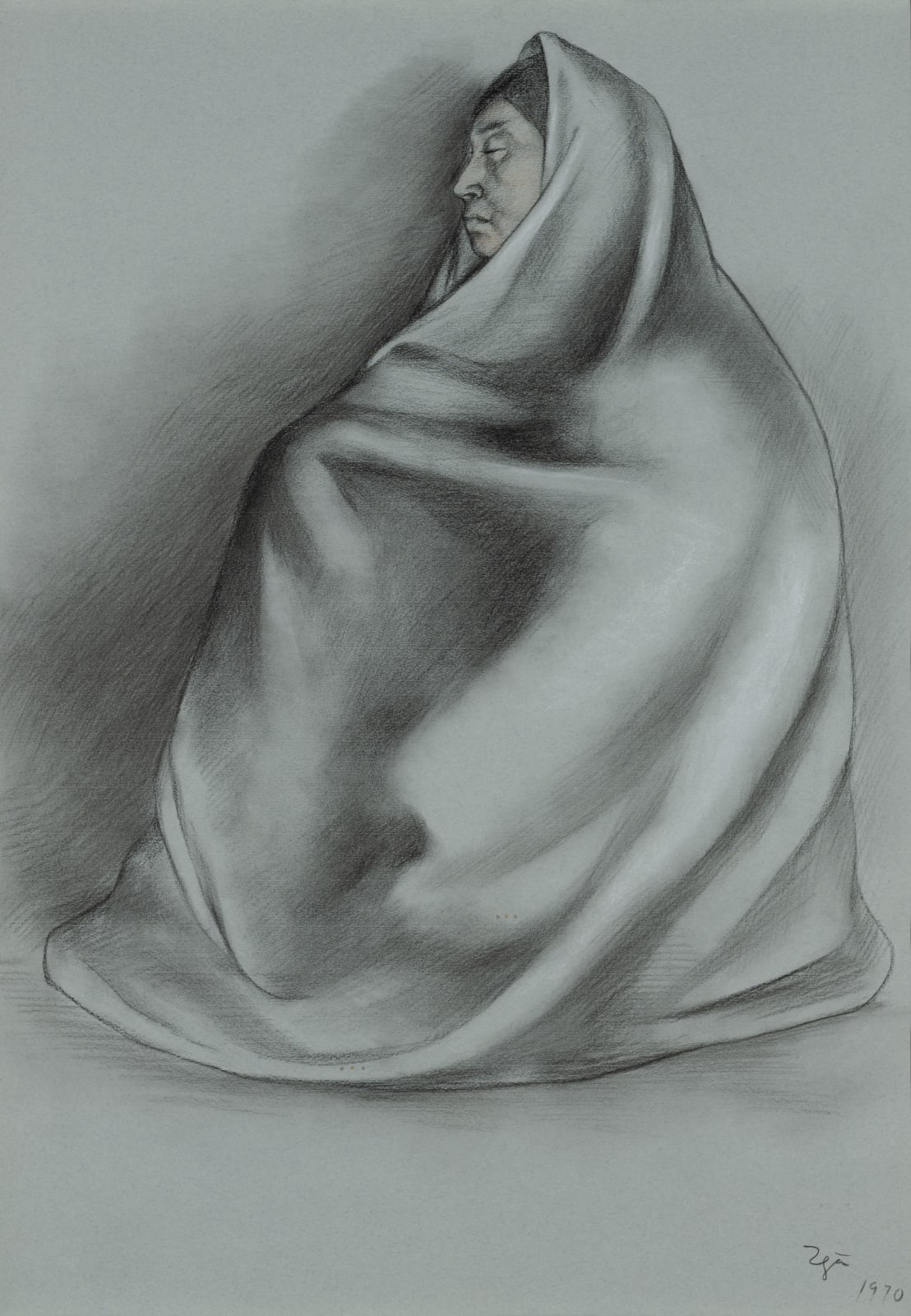 Francisco Zuniga, Mujer Con Rebozo Sentada, d. 1970