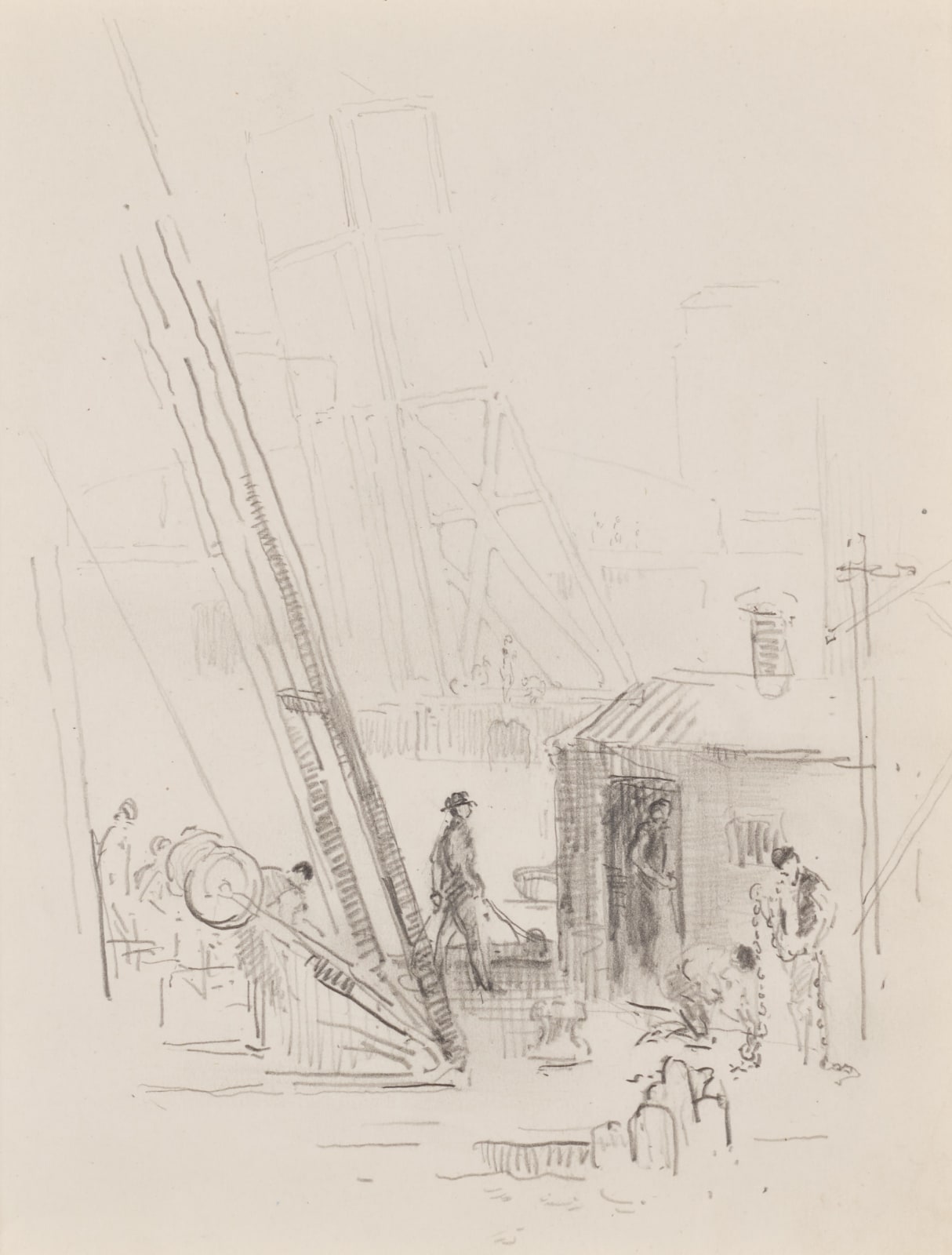 William Penhallow Henderson, Dockside Workers, Chicago, c. 1914