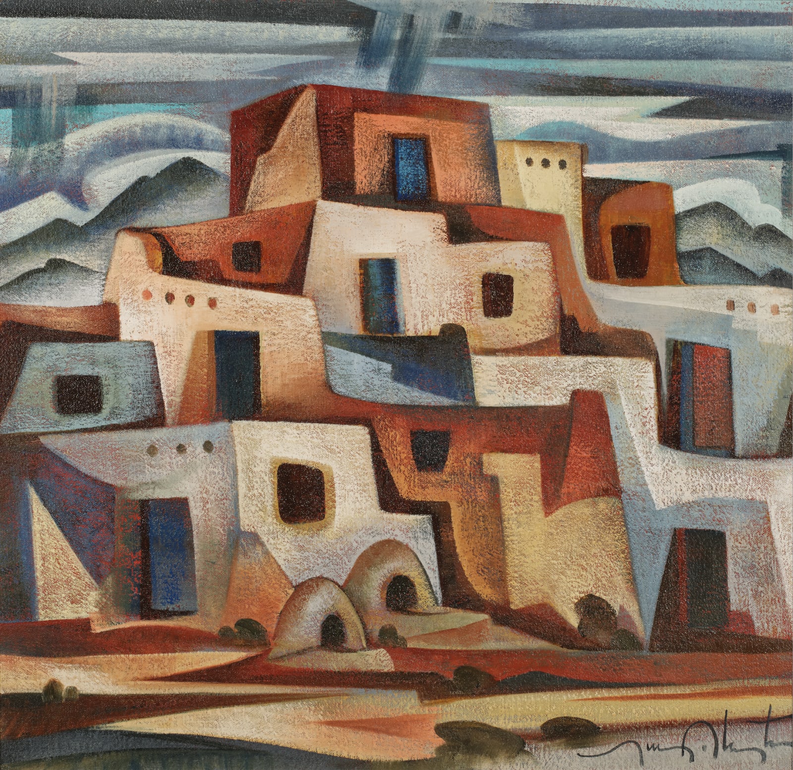 Tony Abeyta, A Cold Day at Taos Pueblo, d. 2017