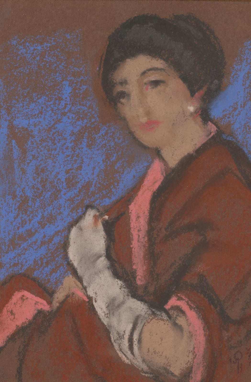 William Penhallow Henderson, Portrait of a Lady with White Gloves, c. 1915