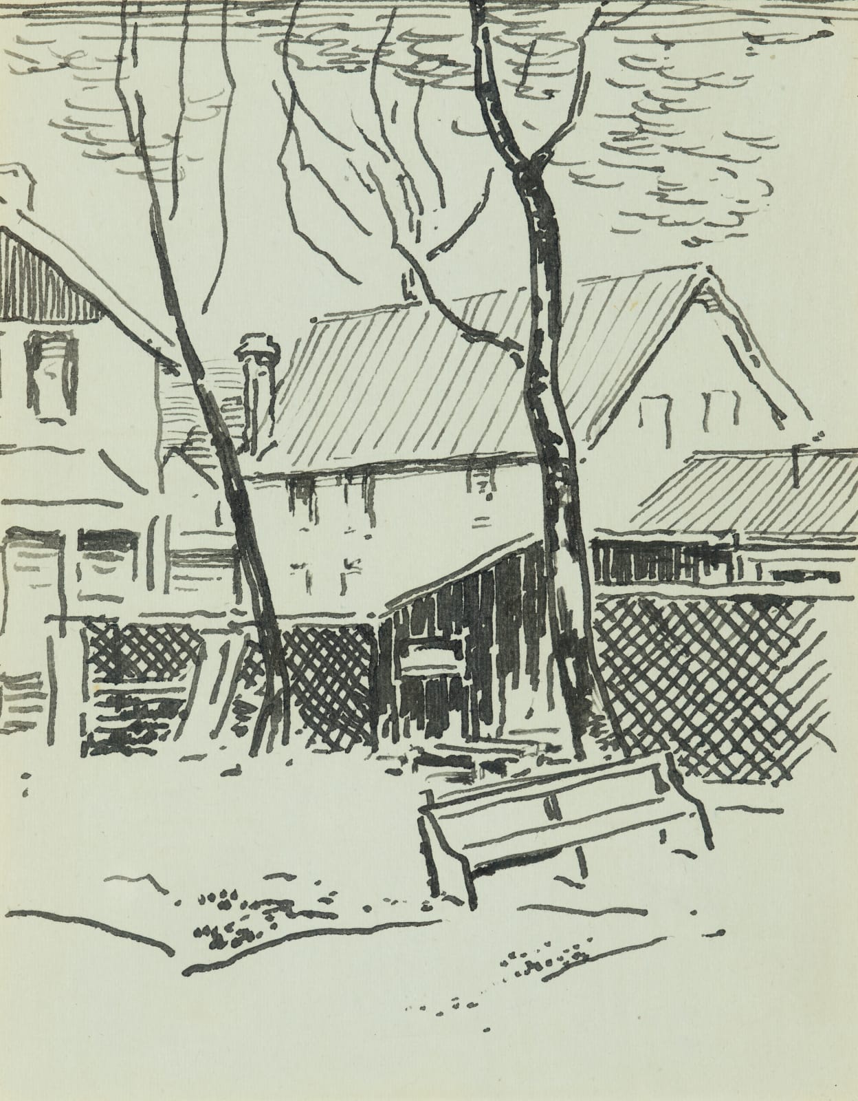 William Penhallow Henderson, Summer Cottage in Winter - Lake Bluff, c. 1909