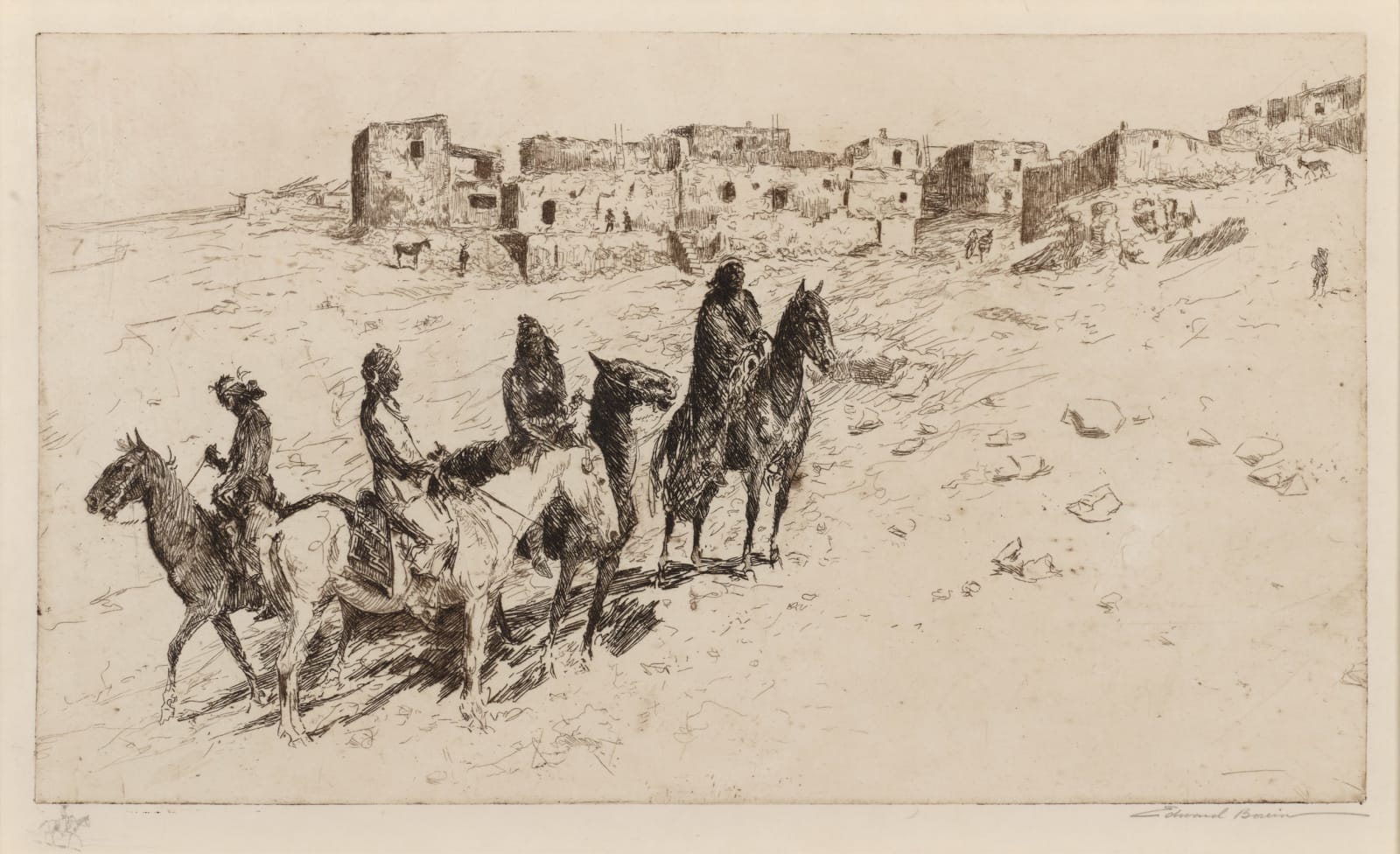 Edward Borein, Navajo Visitors at Oraibi