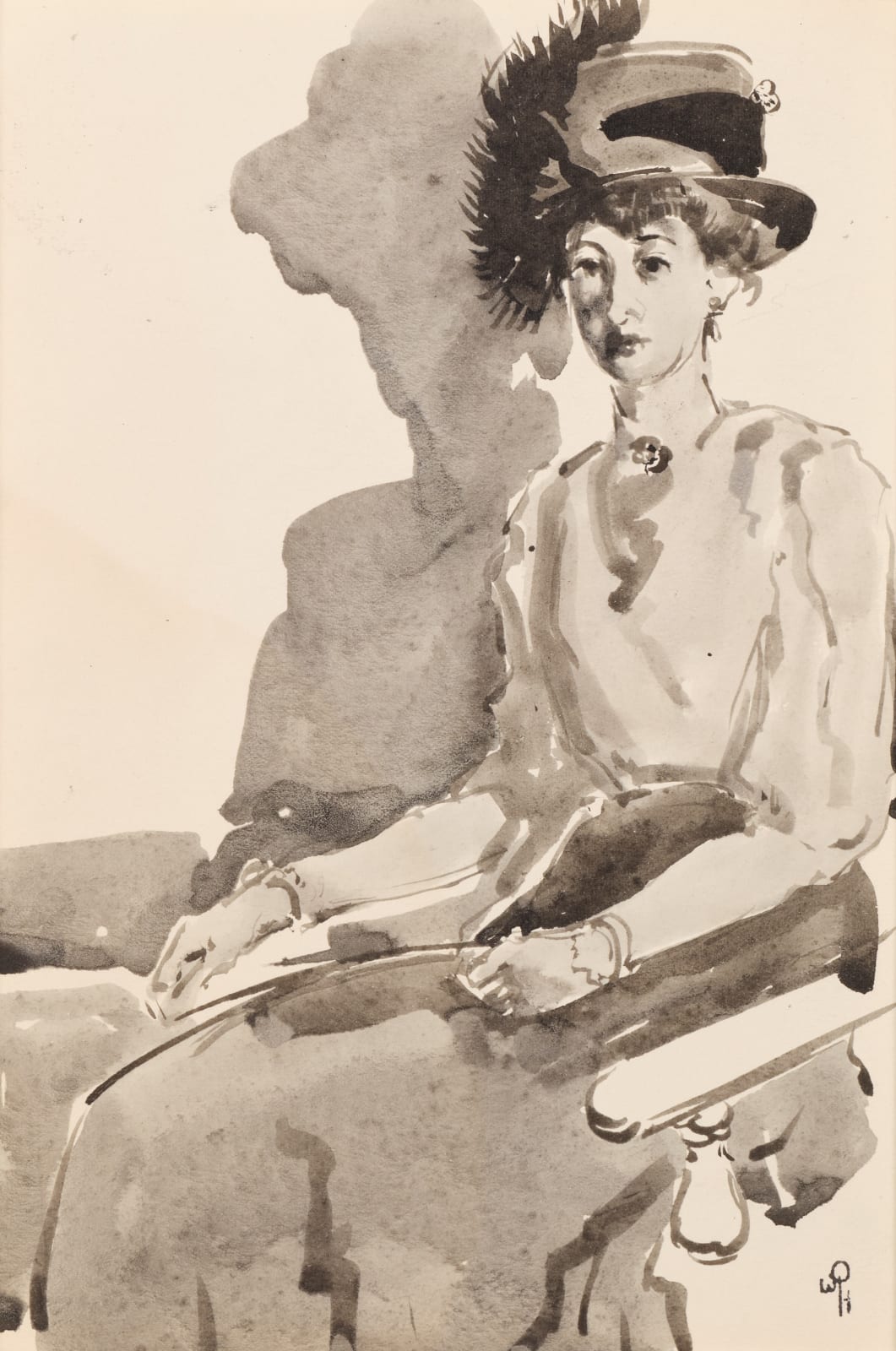 William Penhallow Henderson, Lady in a Feathered Hat, No, 1