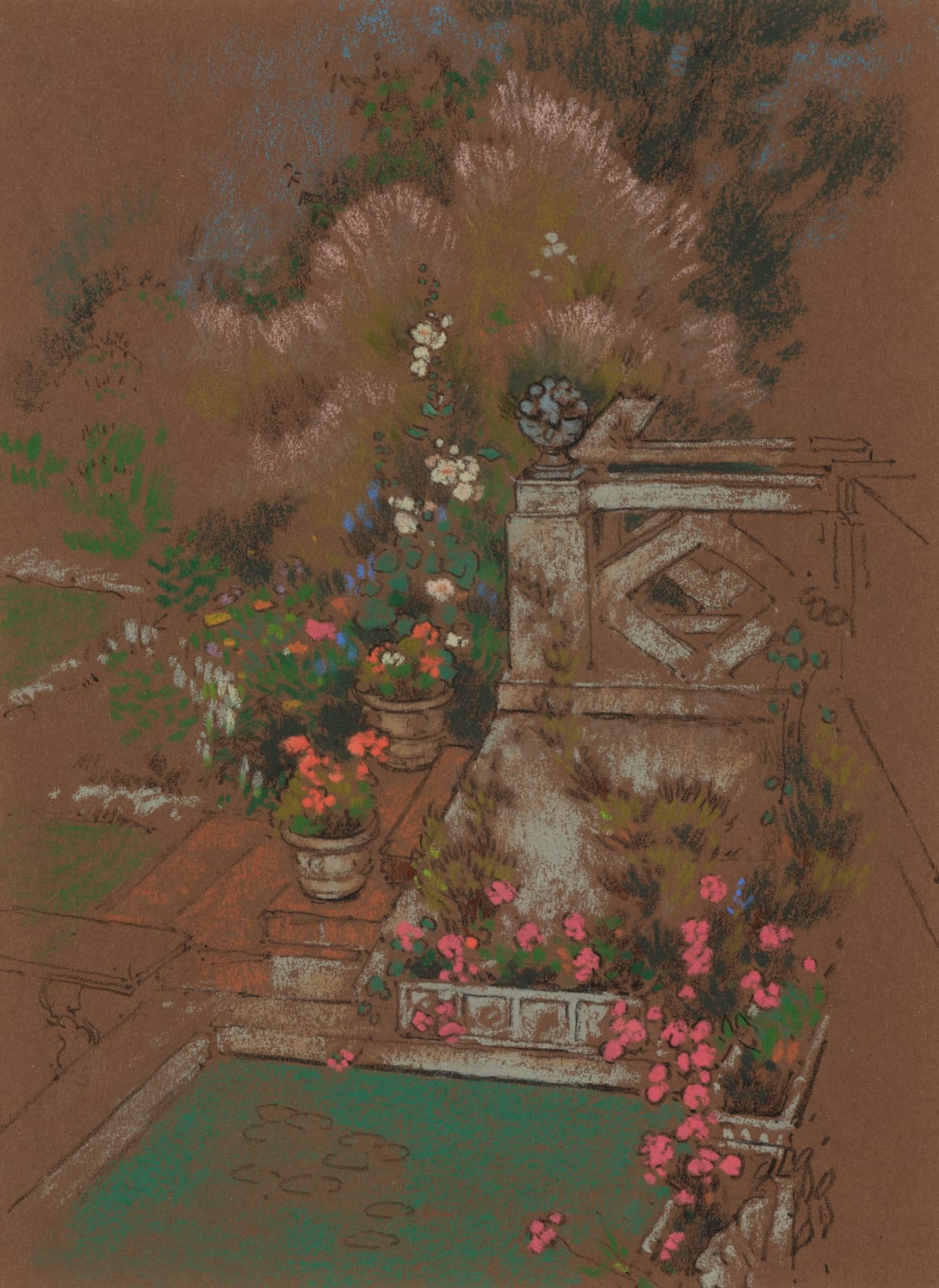 William Penhallow Henderson, The Verbana Border, Mrs. Walter S. Bernstein's Garden - Lake Forest