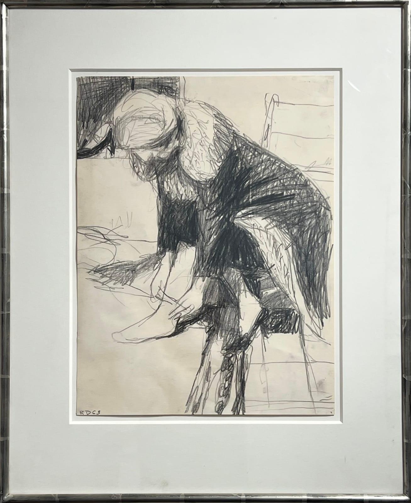 Richard Diebenkorn, Unknown (woman in coat, hands at ankle), 1963