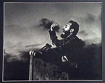 Osvaldo Salas, Fidel Speaking at Rally, 1960