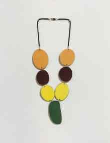 Carolina Sardi, Coral, Yellow, Green & Brown Necklace, 2015
