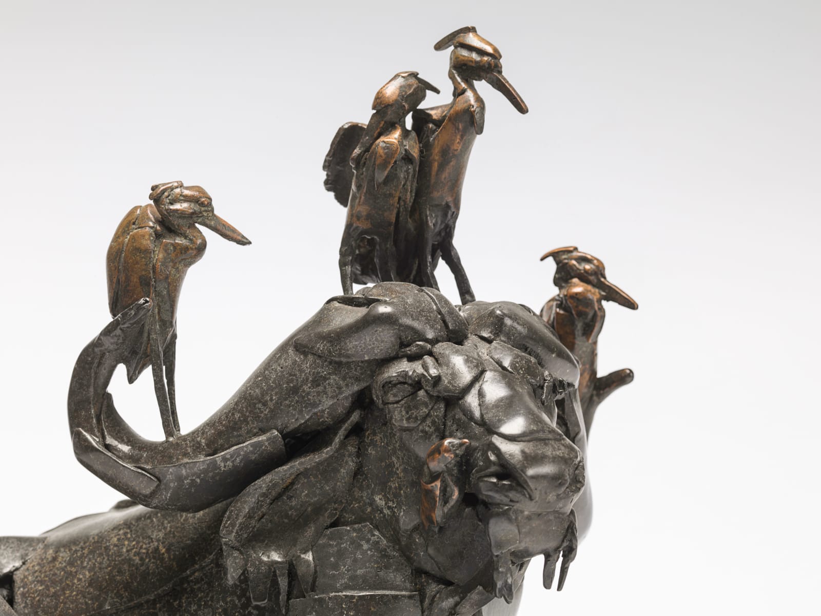 Isaac Okwir, Buffalo with Egrets & Oxpecker, 2024