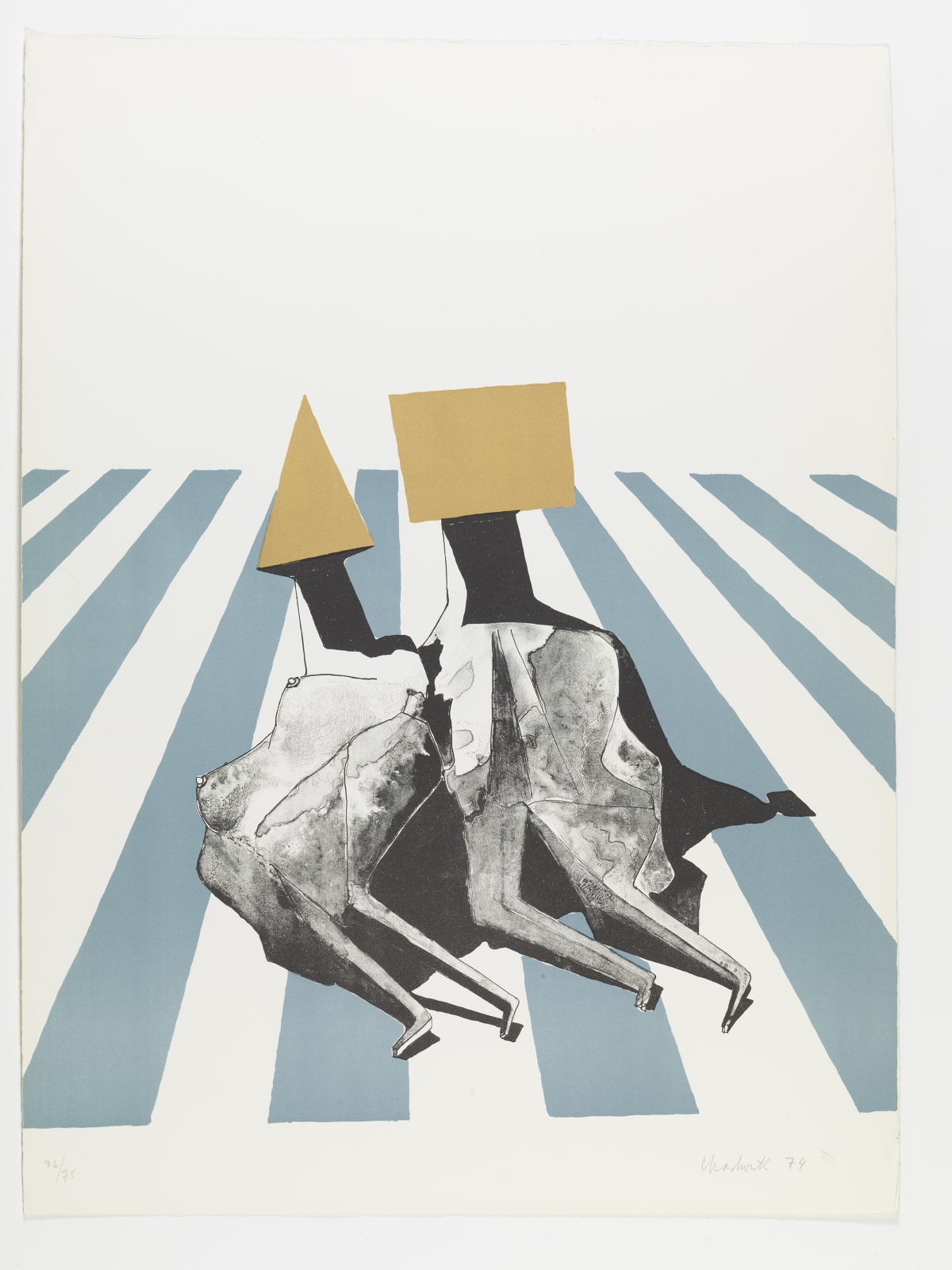 Lynn Chadwick, Two Figures (Blue Stripes), 1974