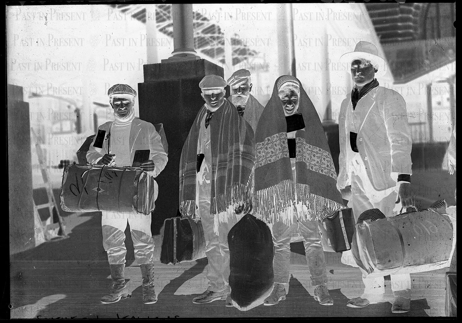 “Carrying the Weight of Hope: Immigrants at the Threshold of a New Life, Ellis Island, c.1900s”, c.1900s