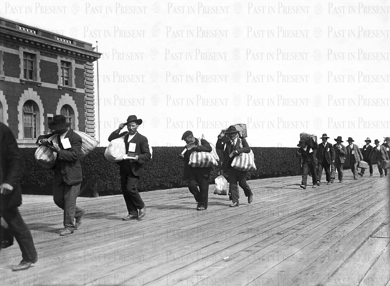 “Toward the American Dream: The Long Walk to the Registry”Italian Immigrants-Ellis Island, c.1900s, c.1900s