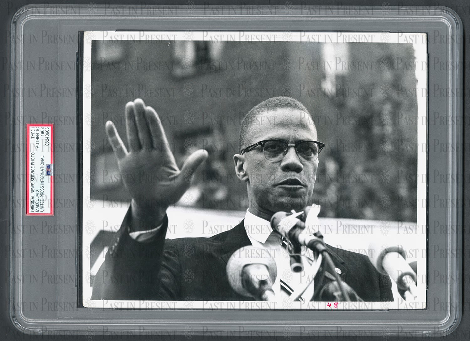 United Press International, Malcolm X Electrifies Harlem — Original 1963 UPI Type 1 Photograph | PSA Encapsulated | Civil Rights Era Press Icon, 1963