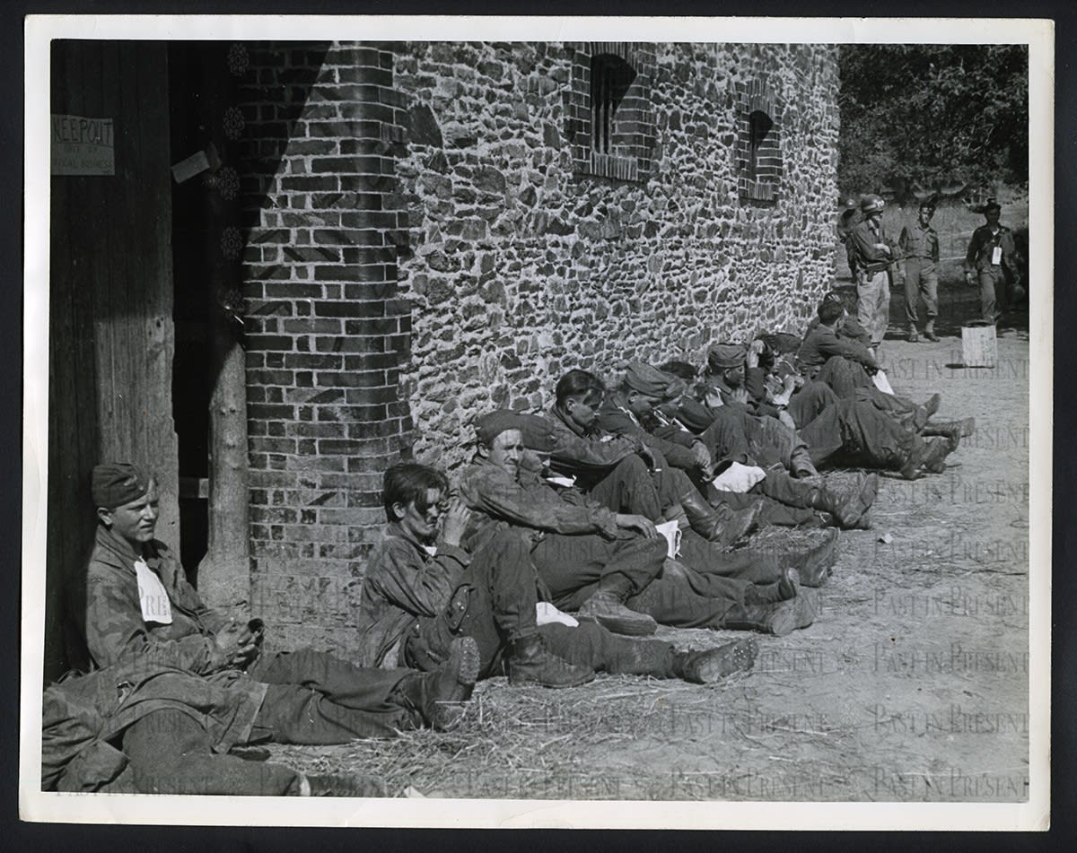 Captured German Paratroopers – Fallschirmjäger POWs in Cerisy-la-Forêt, Normandy, France, 1944
