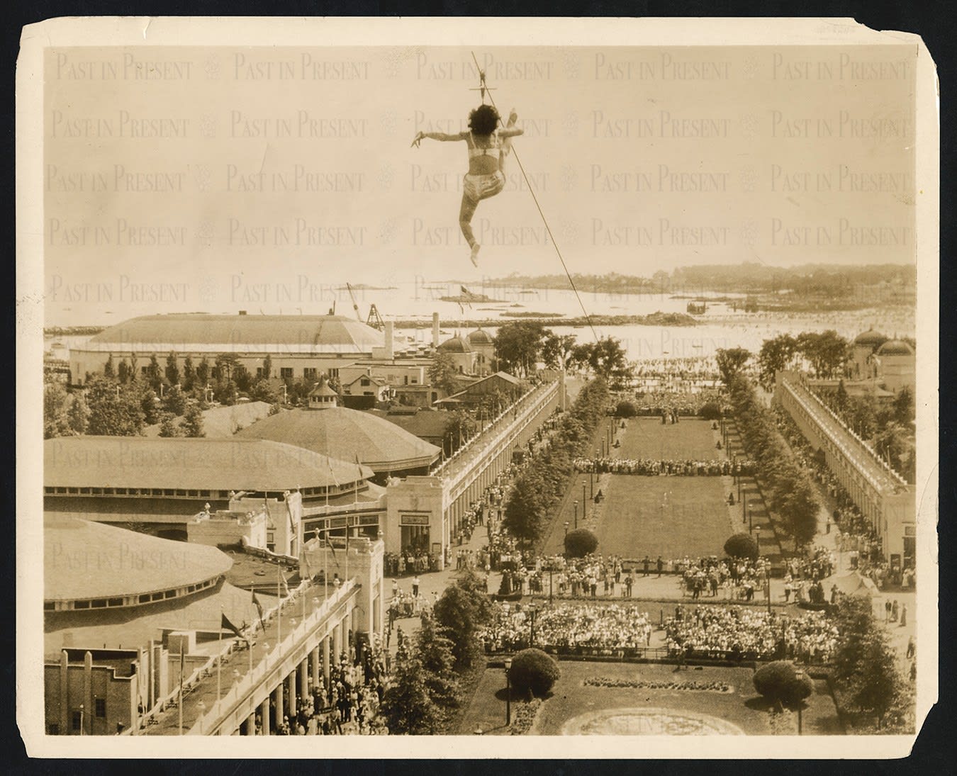 Elrod, Daredevil Above the Crowd — Jing Kline High-Wire Act at Playland, Rye, New York c. 1930s, c.1930s