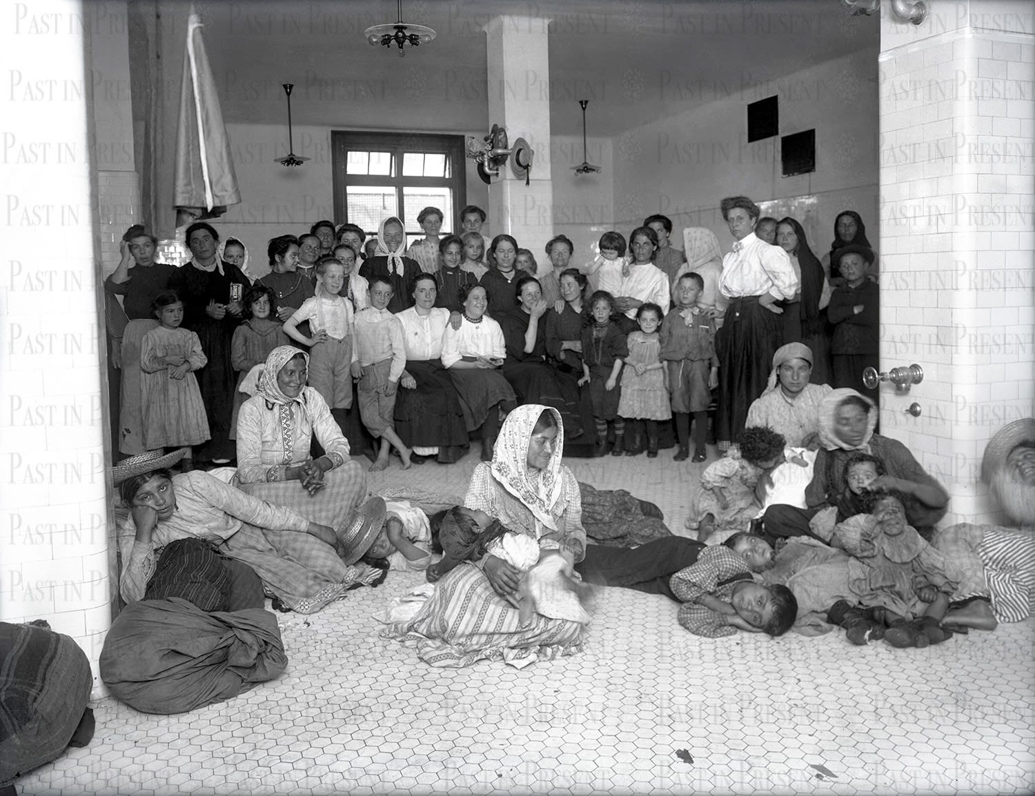 Tired Eyes, Hopeful Hearts: Immigrant Mothers and Children at Ellis Island, c.1900s, c.1900s