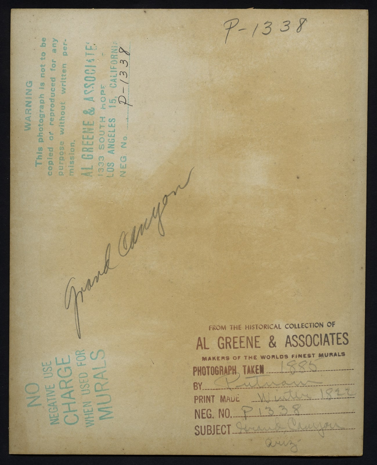 John R. Putnam, Grand Canyon, Arizona, c.1885, 1885