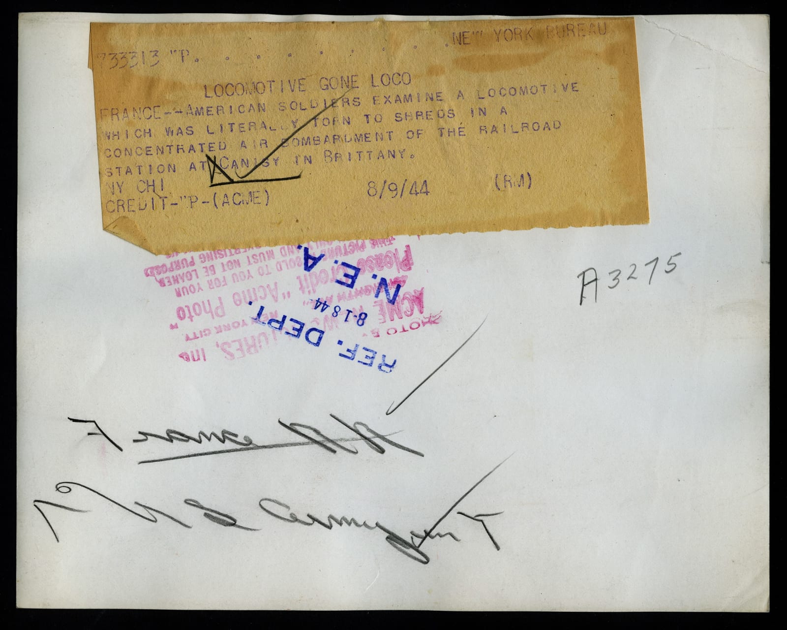 ACME, Steel Uprooted — The Day the Rails Exploded at Canisy in Brittany, France, 8/9/44, 1944