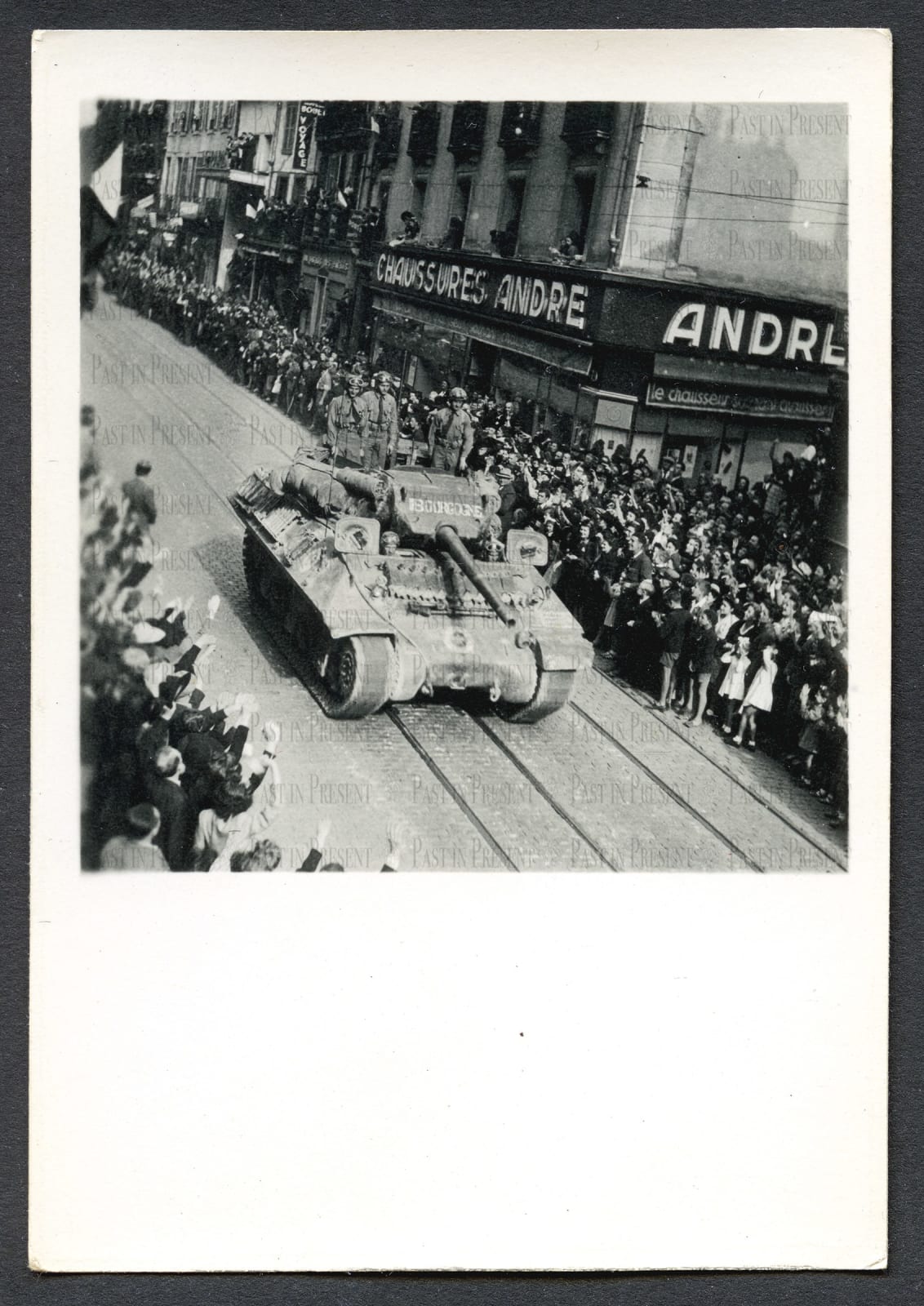 WWII M10 Tank Destroyer Passing Cheering Crowds in Liberated French City!, 1944