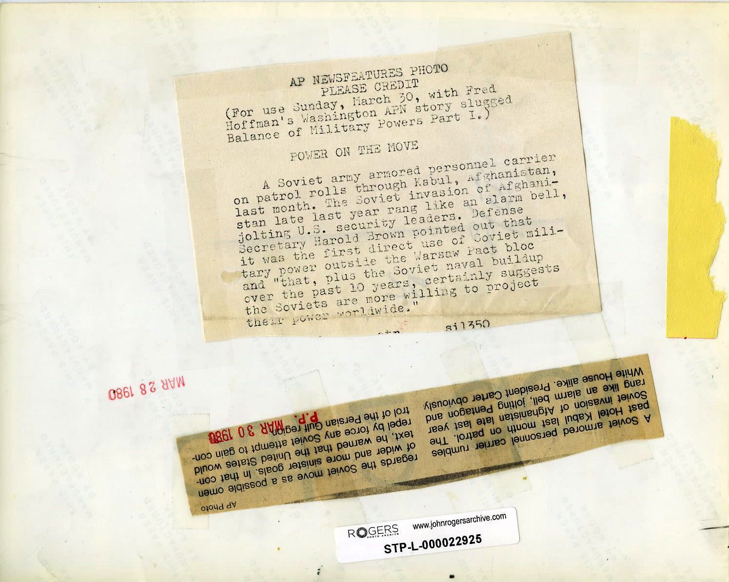 AP Newsfeatures Photo, Power on the Move — Soviet Armor in Kabul, 1980, 1980