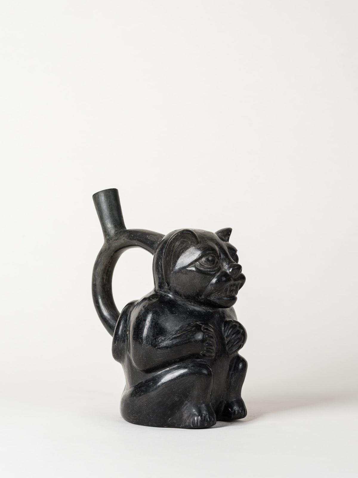 Chavin Culture, Chavin/Moche Feline Blackware Ceramic, Circa. 200AD