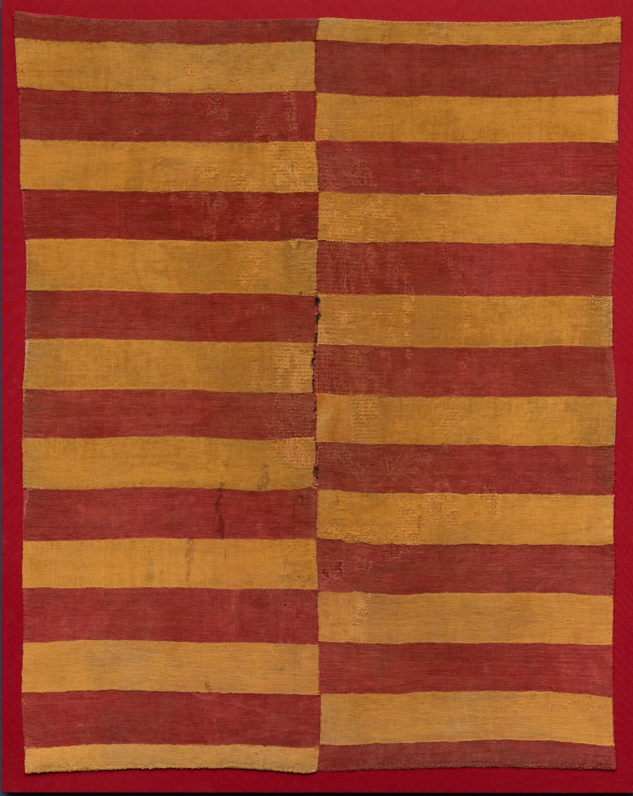 Nazca Culture, Striped Tunic, Nazca/Huari Red and Yellow/Green, Circa. 100AD