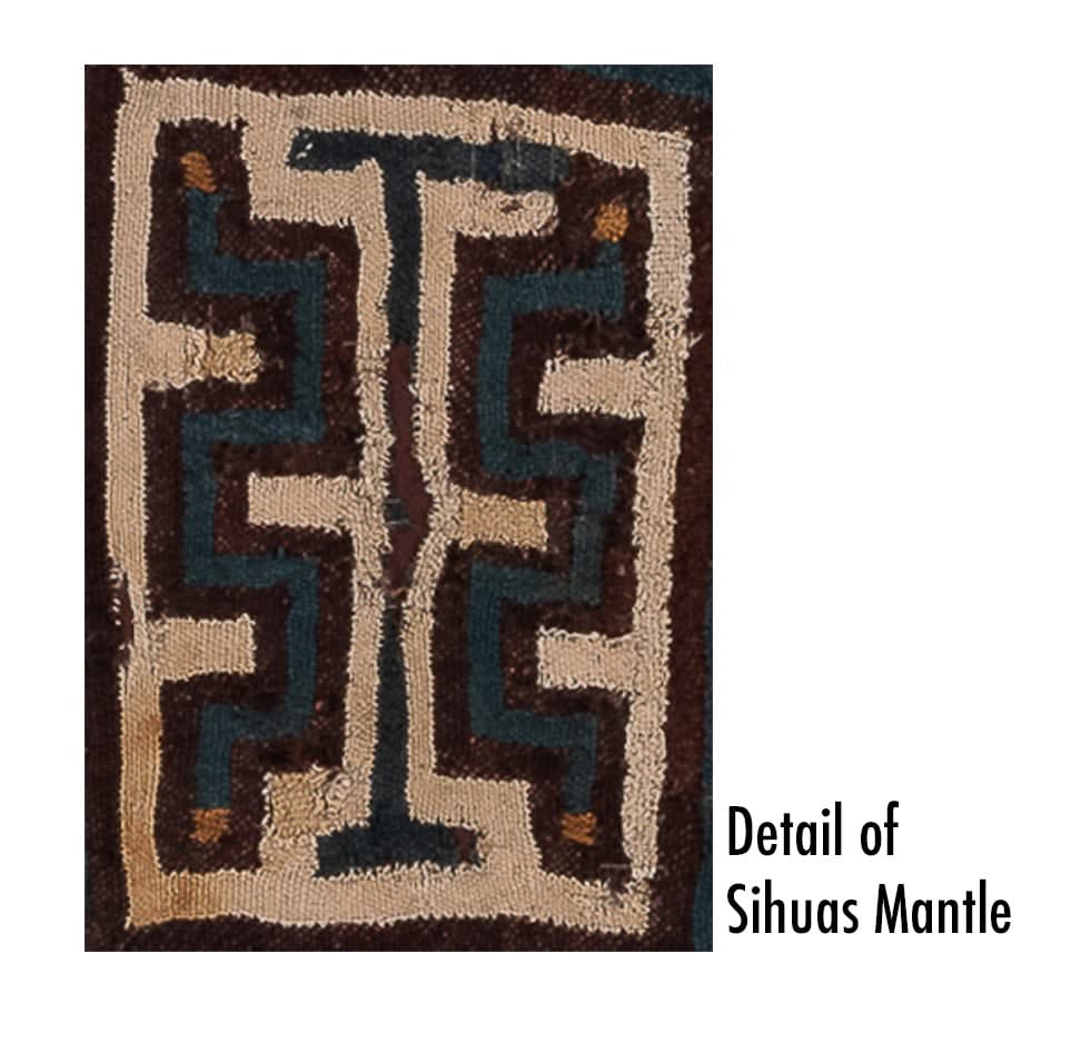Sihuas Culture, Nazca/Sihuas Mantle with Stylised Ocucaje Icon, C-14 dating 50BC