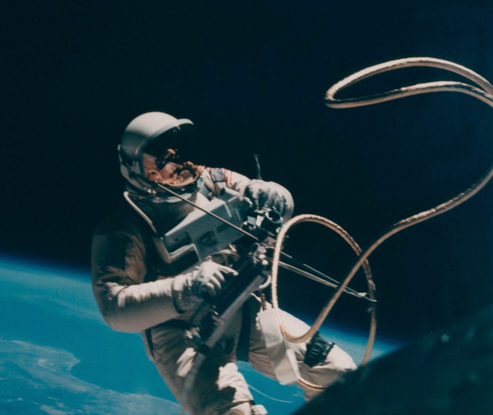NASA, Flight Pilot Edward H. White II During his Twenty-Minute Spacewalk in the Zero Gravity Over Hawaii, June 1965